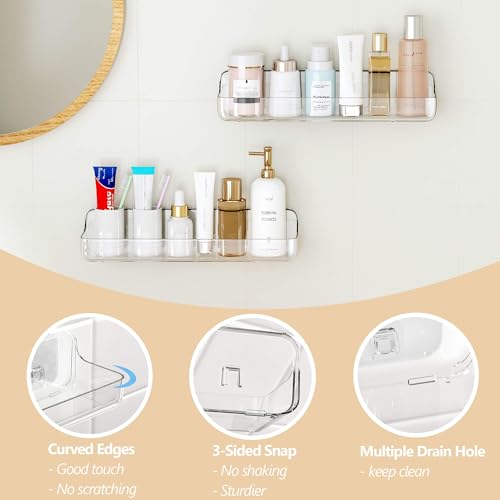 UDD Acrylic Clear Shower Caddy Adhesive Shelf, 2pc Plastic Shower - Image 5