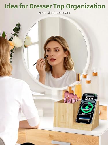 Bamboo Pen Holder for Desk with Wireless Charger, De | All Products - Image 8
