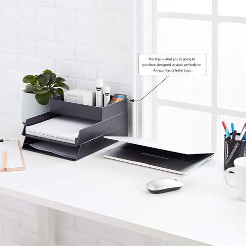 Amazon Basics Rectangular Plastic Desk Organizer with Storage - Image 3