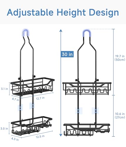 Upgraded Extended Length Shower Organizer with Hooks, Rustproof - Image 5