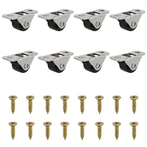 8 Pack Mini Fixed Drawer Rubber Caster Wheels,1/2" Low Profile - Image 1