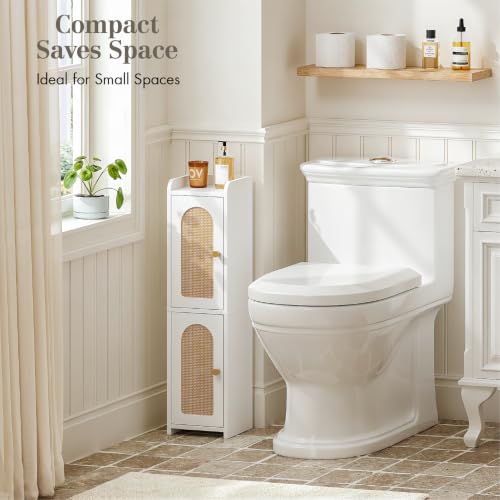 Spirich Slim Bathroom Storage Cabinet, Arched Rattan-Style Doors - Image 6