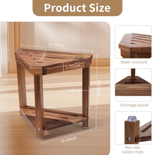 Boulphia Shower Foot Rest 14in, Acacia Wood Shower S | All Products - Image 4