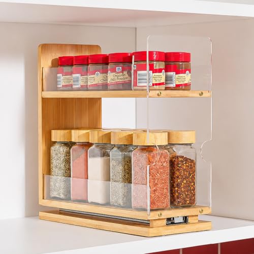 Bamboo 2-Tier Pull Out Spice Rack Organizer for Cabi | All Products - Image 2