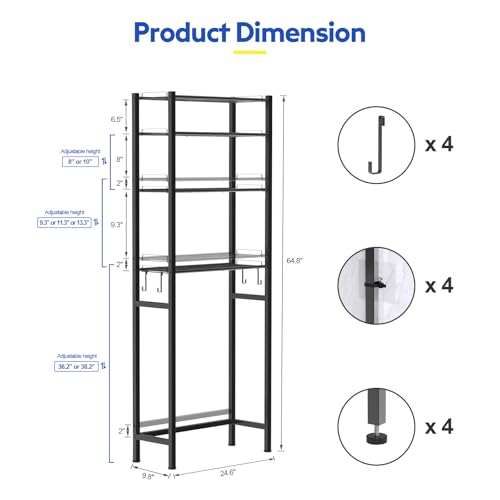 samstar 4 Tier Over The Toilet Storage Rack, Bathroom - Image 3