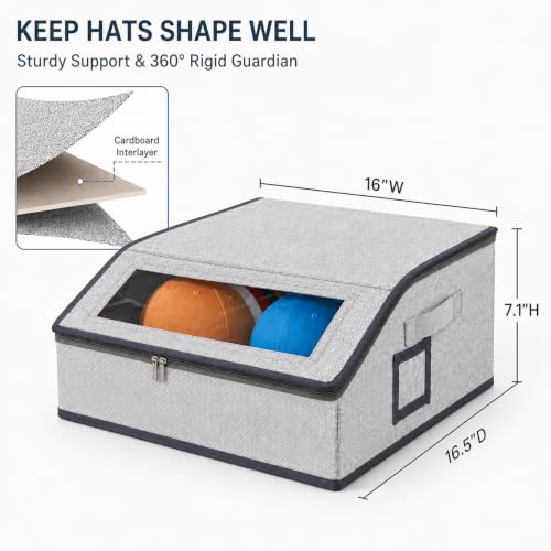 Hat Organizer for Baseball Caps, Hat Storage Box with Clear Top - Image 6