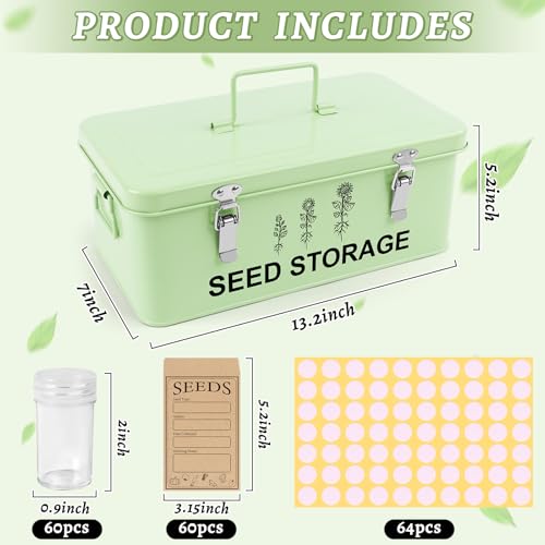60Slots Seed Storage Organizer, Metal Seed Saving Box Seed - Image 4