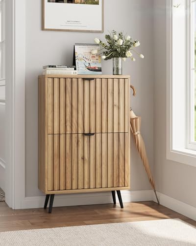 Shoe Storage Cabinet, Fluted Shoe Cabinet Storage for Entryway - Image 2