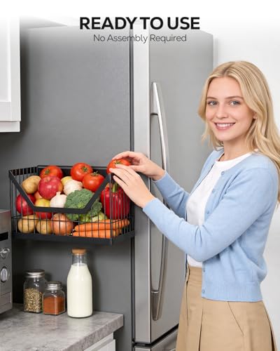 Nieifi Magnetic Shelf for Fridge, Black, 4-Pack - Image 6