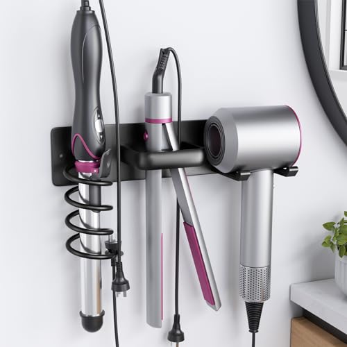 Hair Dryer Holder Wall Mount Aluminum Alloy Hot Tools Organizer - Image 2