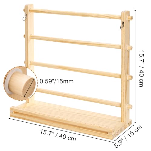 Tosnail Wooden Ribbon Organizer Rack, 4 Tier Ribbon Spool Holder - Image 3
