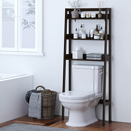 UTEX Behind Toilet Bathroom Organizer, 3-Tier Wood Ladder Shelf - Image 3