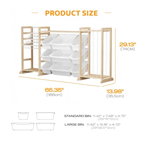 65" Large Toy Storage Organizer with Bookshelf and Stuffed - Image 3