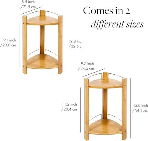 GOBAM Bamboo Shower Corner Caddy, Medium - 2 Tier Bathroom - Image 3