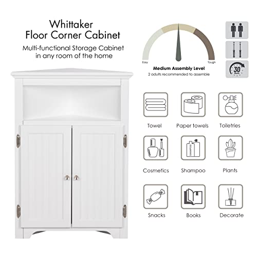 UTEX Corner Bathroom Cabinet with Doors and Adjustable Shelf - Image 6