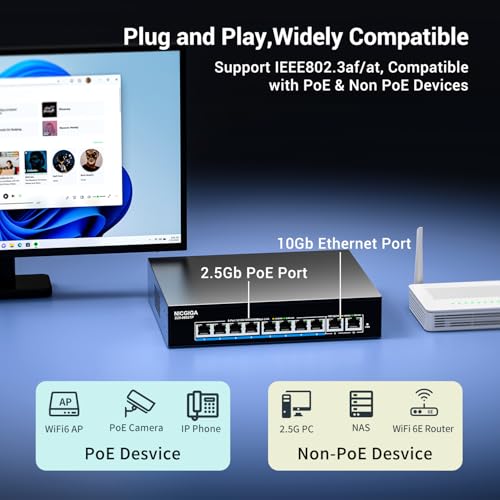 8 Port 2.5Gb PoE (130W) + 2 Port 10Gb RJ45 Network Switch - Image 5