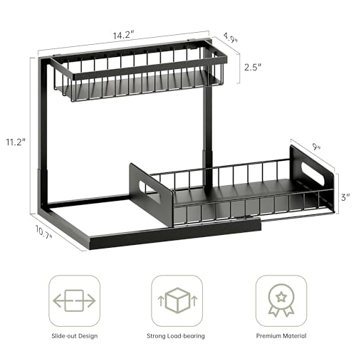 Under Kitchen Sink Organizer 2 Tier, Pull Out Bathroom Sink - Image 4