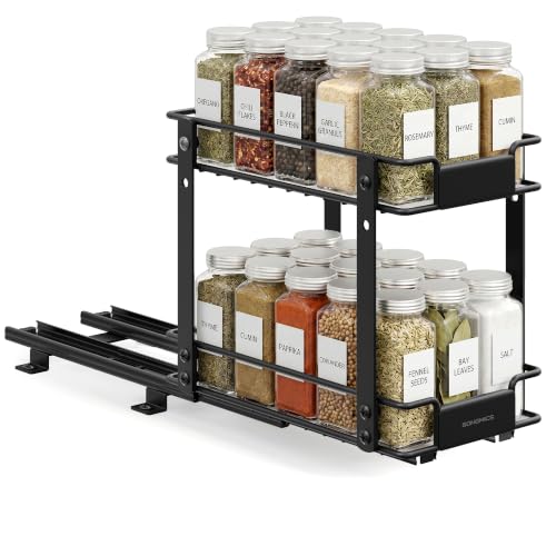 SONGMICS Spice Rack Organizer for Cabinet, Pull Out 2 Tier - Image 2