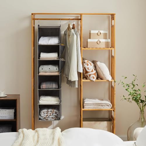Hanging Closet Organizer and Storage, 6-Shelf, Grey - Image 3