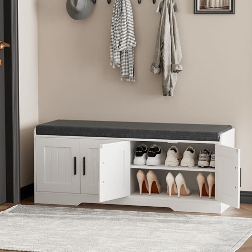 Homleke Shoe Storage Bench, 4 Doors & Thickened Padd | Home Organizati - Image 4