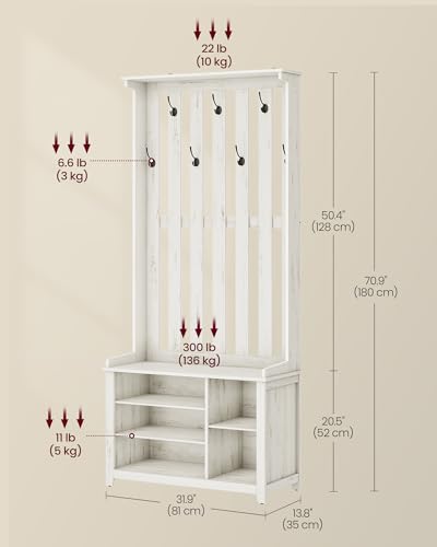 VASAGLE Hall Tree with Bench and Shoe Storage, 7 Double Hooks - Image 7