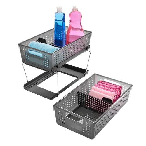 madesmart Two-Tier Under Cabinet Organizer, Sliding Drawer - Image 4