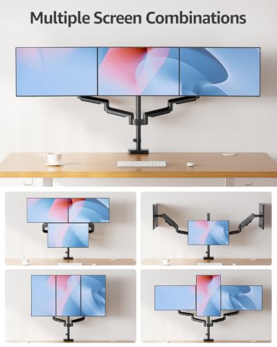 MOUNTUP Triple Monitor Stand Mount - 3 Monitors Desk Mount - Image 6