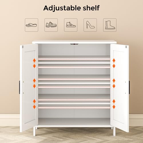 Homleke Farmhouse Shoe Cabinet with 2 Barn Doors & W | Home Organizati - Image 5