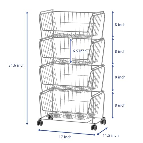 PUSDON 4-Tier Spacious Stackable Wire Storage Baskets - Image 7