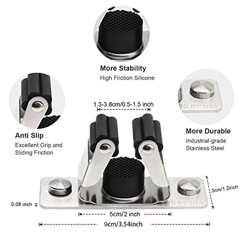 Mop and Broom Holder Wall Mount, 2PCS Heavy Duty Stainless Steel - Image 3