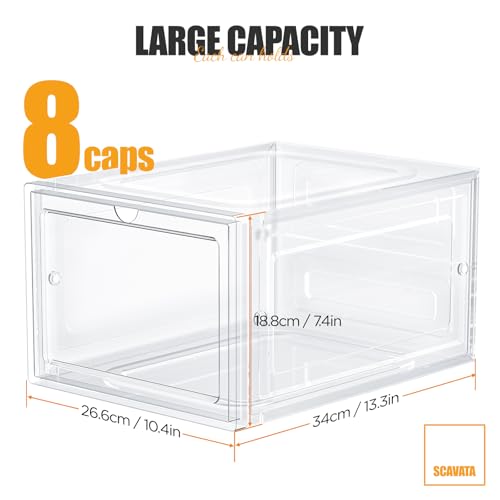 SCAVATA Hat Organizer Box, Stackable Clear Baseball Caps - Image 4
