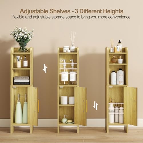 Small Bathroom Storage Corner Floor Cabinet Narrow Toilet - Image 4