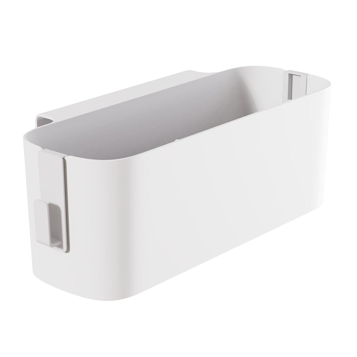 Bedside Hanging Caddy Storage Shelf Organizer with 2 Hooks White - Image 1
