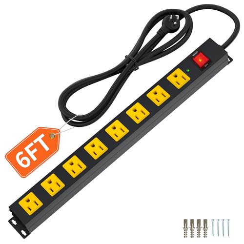 8 Outlet Long Power Strip, 2100J Surge Protector Heavy Duty 6FT - Image 2