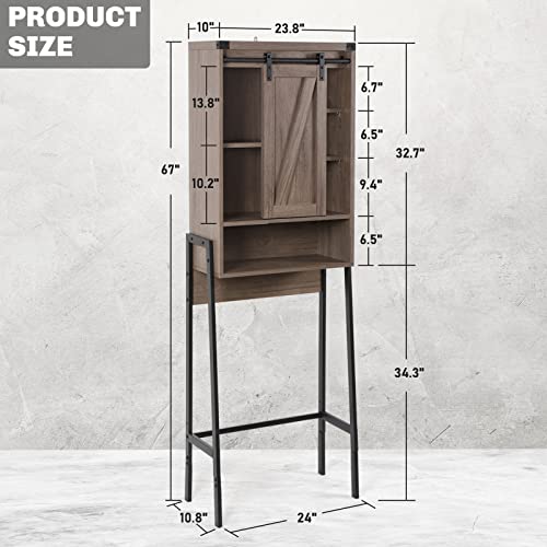 Over Toilet Storage Cabinet with Barn Door & Adjustable Shelves - Image 4