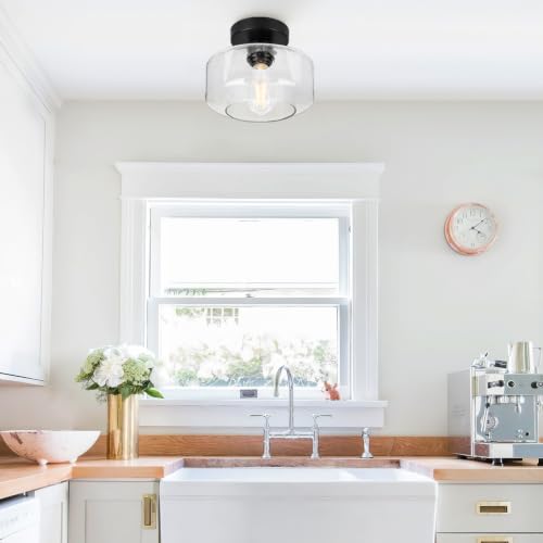 Lynnoland Industrial Farmhouse Semi Flush Mount Ceiling Light - Image 8