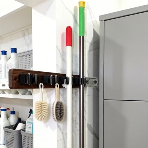 Left Pull Out Broom Holder Wall Mounted, Broom and Mop Organizer - Image 3