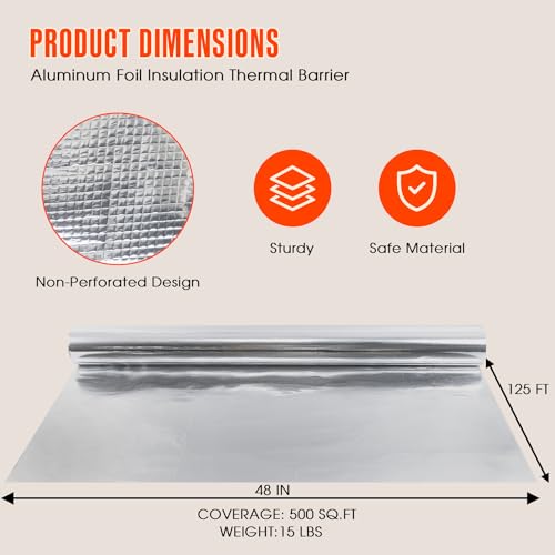 Sauna Foil Vapor Barrier, 4FT x 125FT 500 sqft Aluminum - Image 3