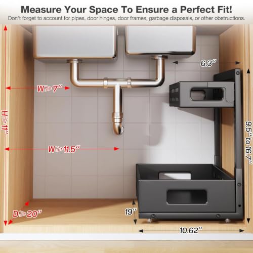 2 Pack 19IN-Depth Under Sink Organizer,Pull Out Cabi | Under Sink Stor - Image 3