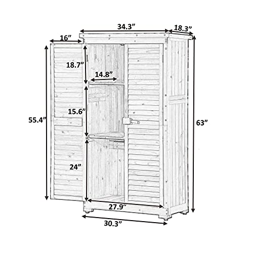 Outdoor Garden Storage Shed, Vertical Storage Cabinet with 3 - Image 8