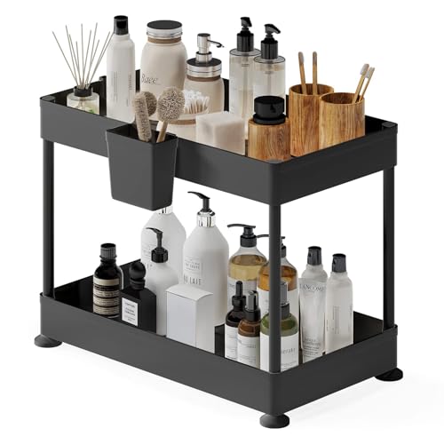 2-Tier Under Sink Organizer, Black - Image 2