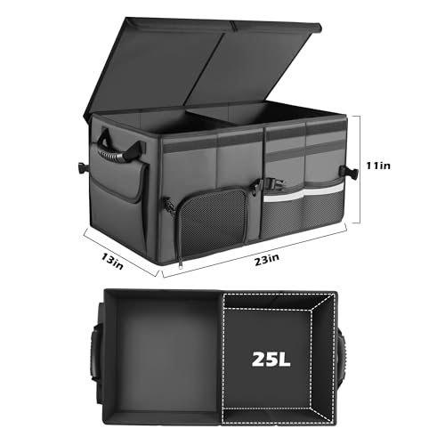Car Trunk Organizer, 2 Compartments Car Storage Box with Lip - Image 4