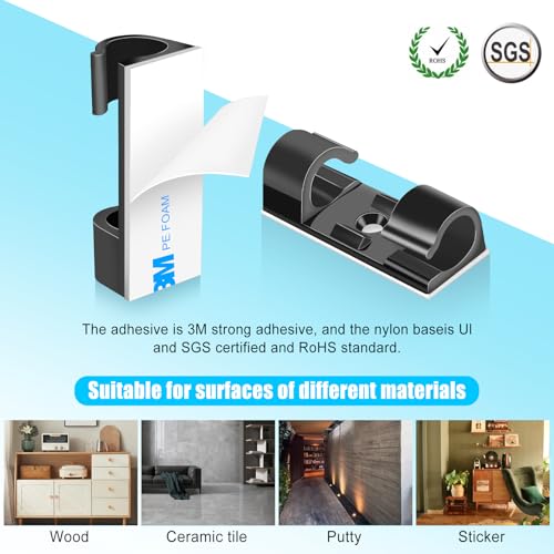XHF 50pcs Medium Self Adhesive Cable Clips Black,Wir | All Products - Image 3