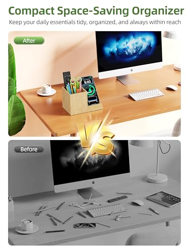 Bamboo Pen Holder for Desk with Wireless Charger, De | All Products - Image 7