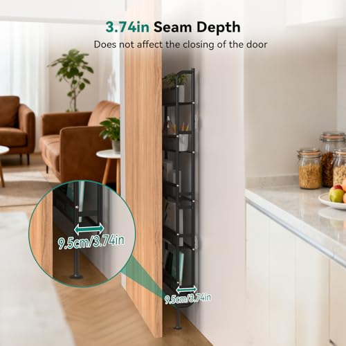 NECHEGE Slim Shelf Behind Door Storage Rack, 5-Tier Multi-Purpose - Image 7