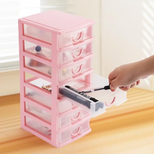 Rempry Mini Plastic Organizer with 7 Clear Drawers - Image 3