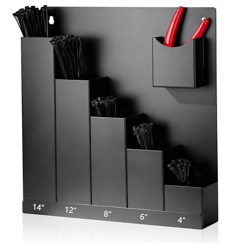 Cable Tie Holder with Cutter Pliers & 250 Zip Ties Wall Mount Zip - Image 2