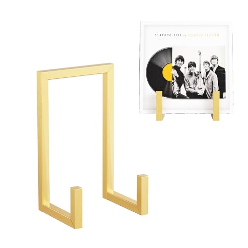 Records Storage Holder, Vinyl LP Gold Stand CD Display Frame - Image 2