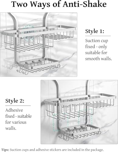 YASONIC Never Rust Shower Caddy Hanging, Aluminum Shower Racks - Image 6