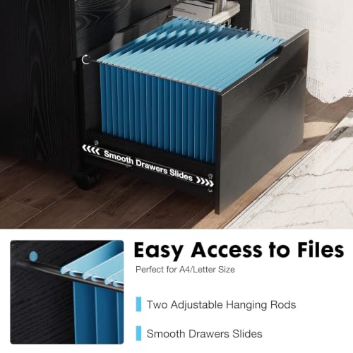 OLIXIS 3 Drawer Lateral File Cabinet, Rolling Printer - Image 6